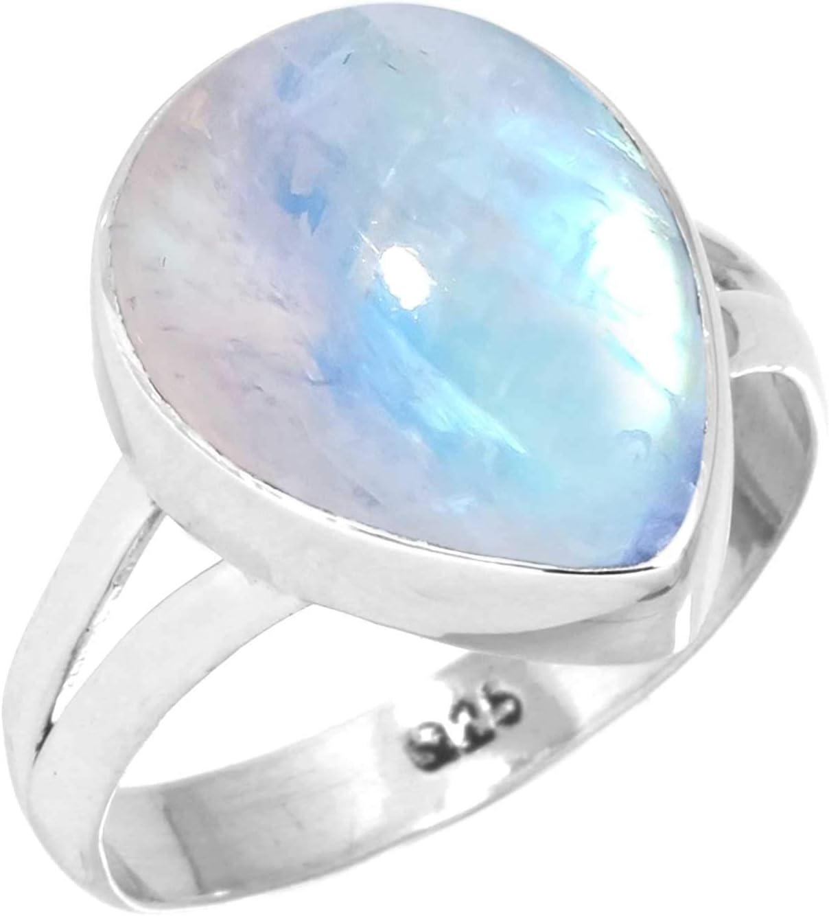 Genuine 925 Sterling Silver Handmade Jewelry Pear Onyx, Carnelian, Amber, Turquoise Chunky Natural Gemstone Boho Ring For Women