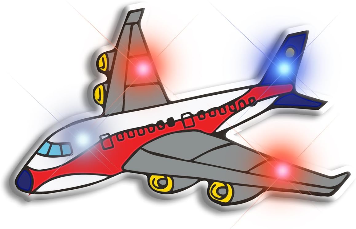 Light Up Airplane Flashing Blinking LED Body Light Lapel Pins (25-Pack)
