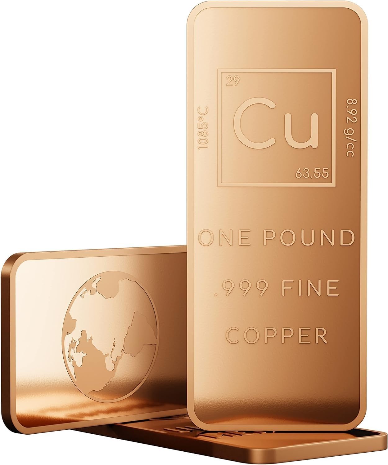 Unique Metals 1 Pound Copper Bar Ingot Paperweight –.999 Pure Copper Bar Ingot Element Design