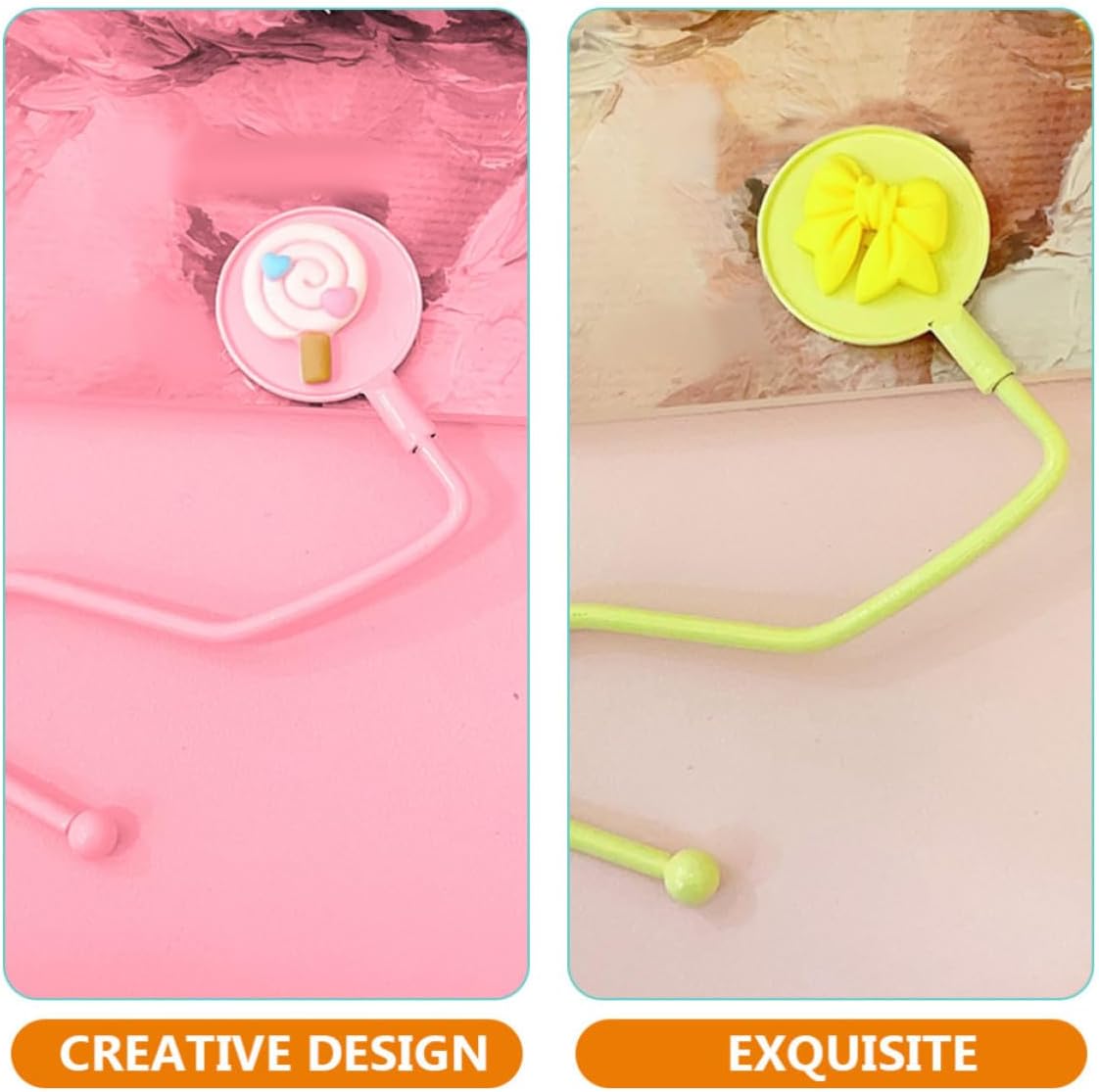 4pcs Portable Purse Hanger Hooks for Table Desk Handbag Holder Bag Hook Plastic and Alloy Material, Suitable for Hanging Handbag and Keys at Living Room Desk or Eating