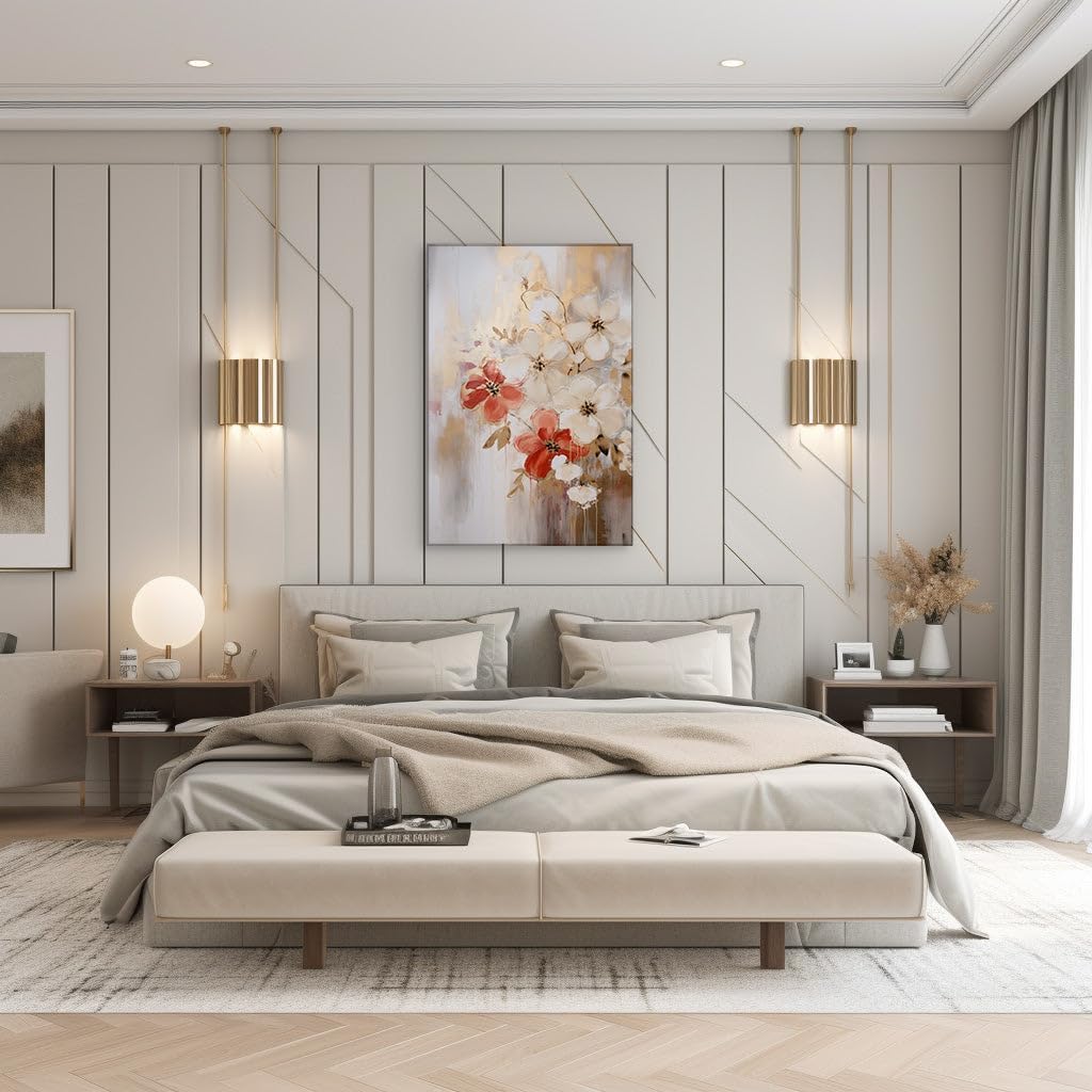 Canvas for Living Room. Blossoming Beauty in Brushstrokes � an Exploration of Floral Abstraction in Oil Paint, 27 x 18 inch Canvas Wall Art - Contemporary Masterpieces - Zen Wall Decor