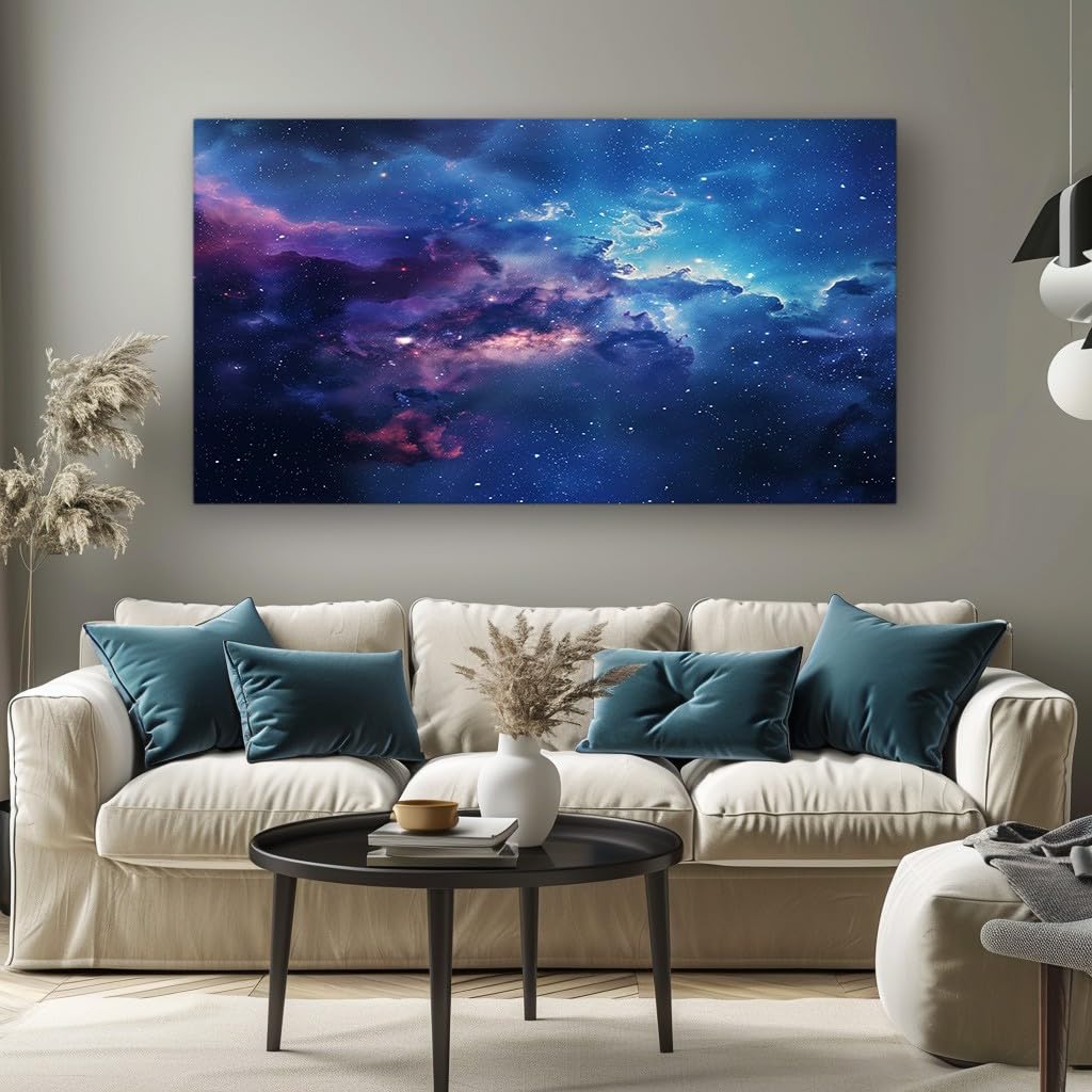 MKBKLI Abstract Canvas Wall Art for Living Room Purple Starry Landscape Paintings for Bedroom, Office, Kitchen - Home Decor Pictures, 60x120cm