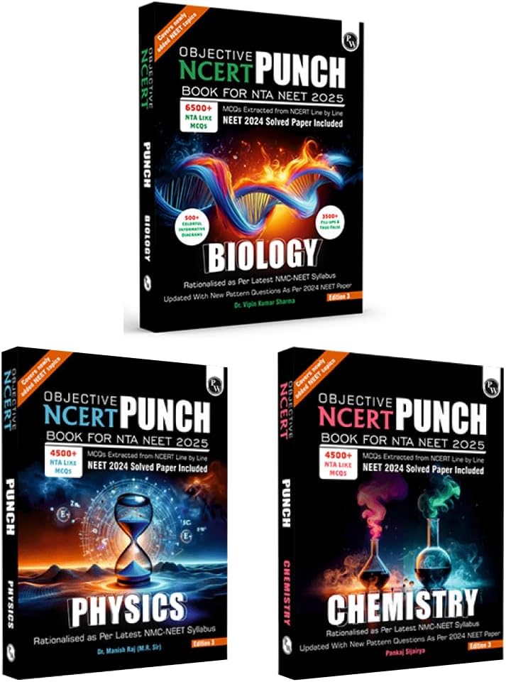 PW NCERT Punch Physics, Chemistry and Biology Set of 3 Books Combo for Competitive Exams (NEET and CUET) | Includes A&R and Statement Type Questions Edition 2024-2025