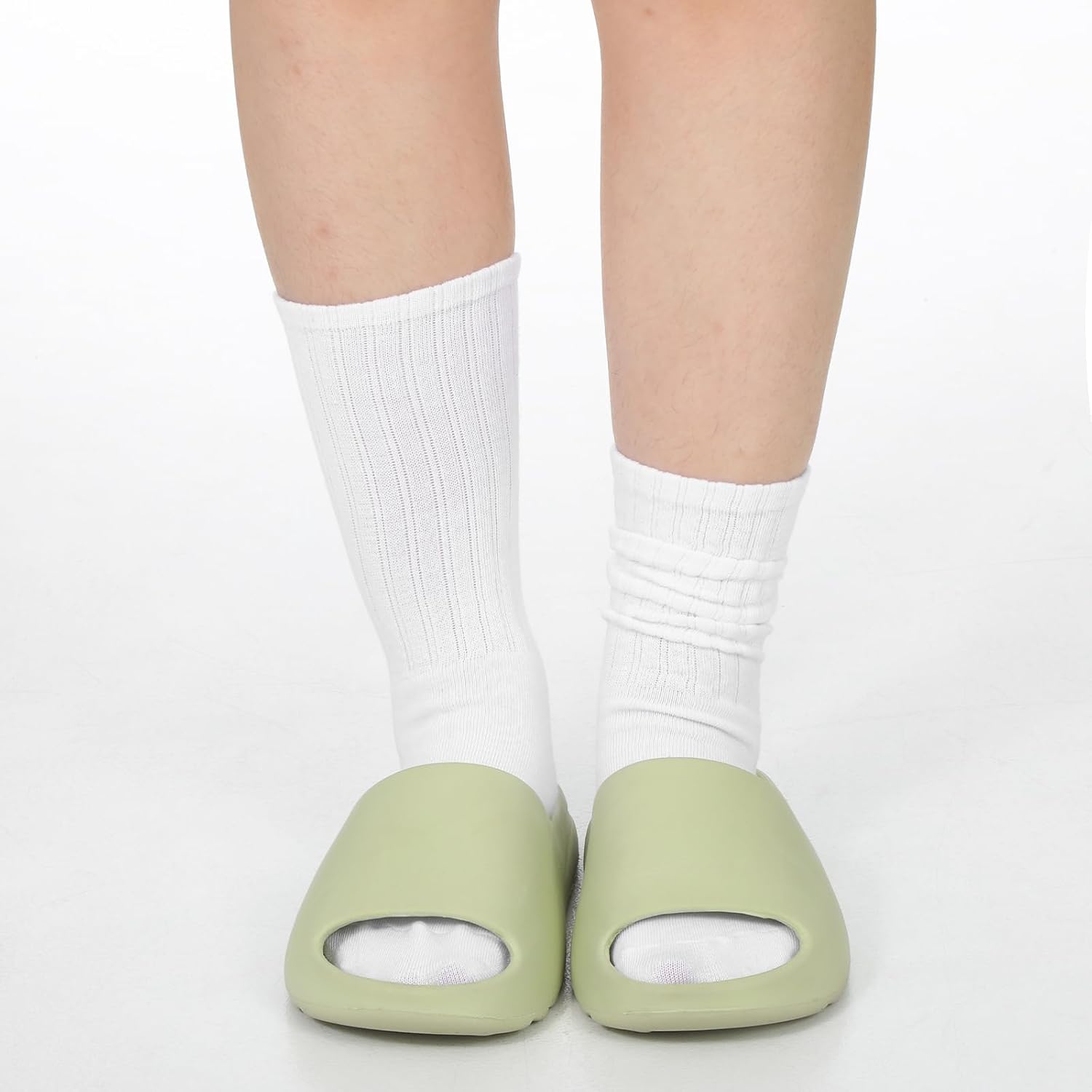 3 Pairs Women's Slouchy Scrunch Crew Socks, Soft Cotton Mid Calf Boot Socks, US Size 5-10, Perfect for Casual & Cozy Outfits - Image 6