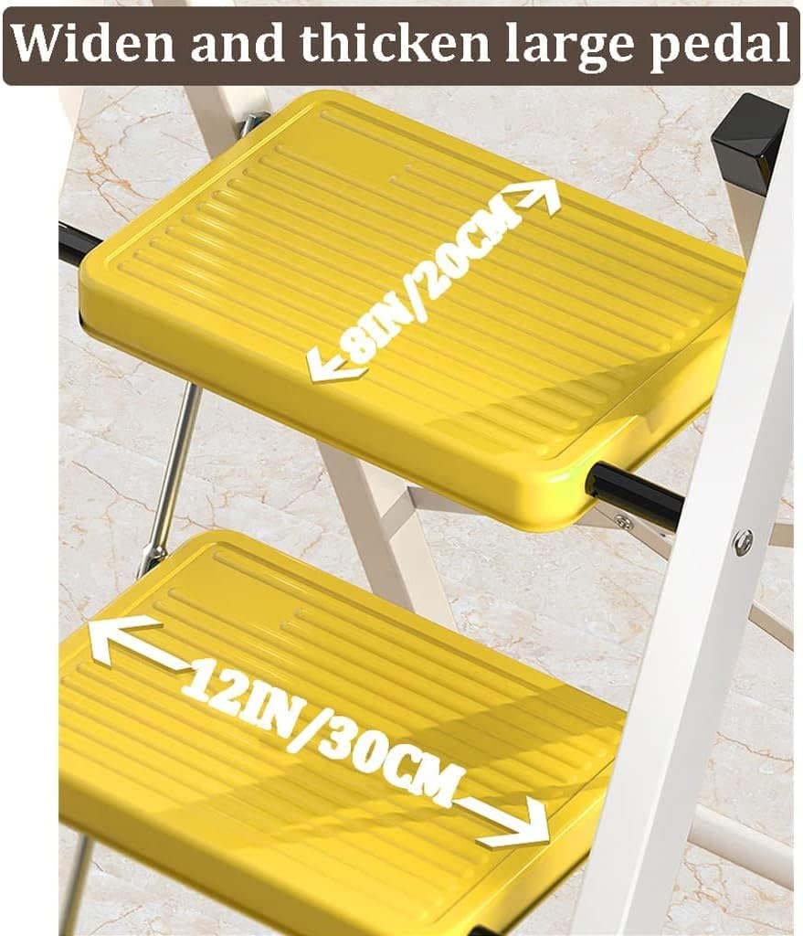 Telescoping Extension Ladder, Wide Pedal Ladder,Yellow Step Ladder 3 Step Folding,Small Ladder Ladder Folding Step Stool with Wide Pedal Lightweigh Portable Ladders for Home (Color