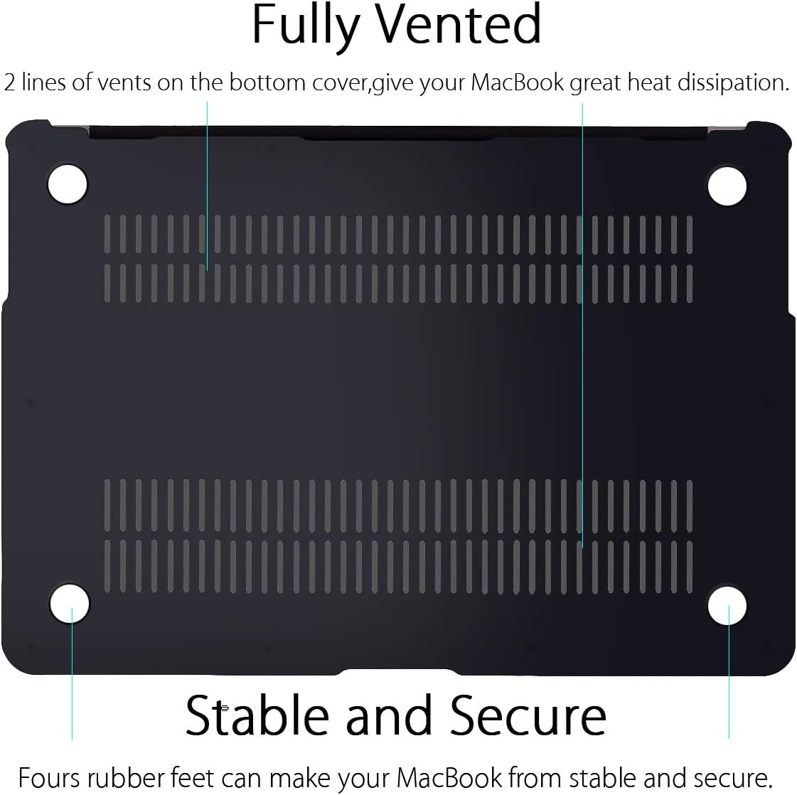 UESWILL Smooth Matte Hard Shell Case Cover Compatible with MacBook Air 11 inch (Model A1370 / A1465) + Microfibre Cleaning Cloth, Black MacBook Air 11" Black image 7 of 9 B07XNY994Y