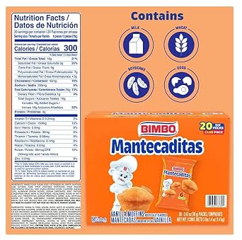Marinela Bimbo Mantecaditas Vanilla Muffins, Bite Size, 20 pk., 2.47 Ounce (Pack of 1)