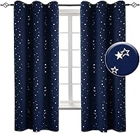 Vista 63 de BGment - Cortinas opacas para dormitorio infantil, con ojales, con aislamiento térmico, estampado de estrellas plateadas, para oscurecer