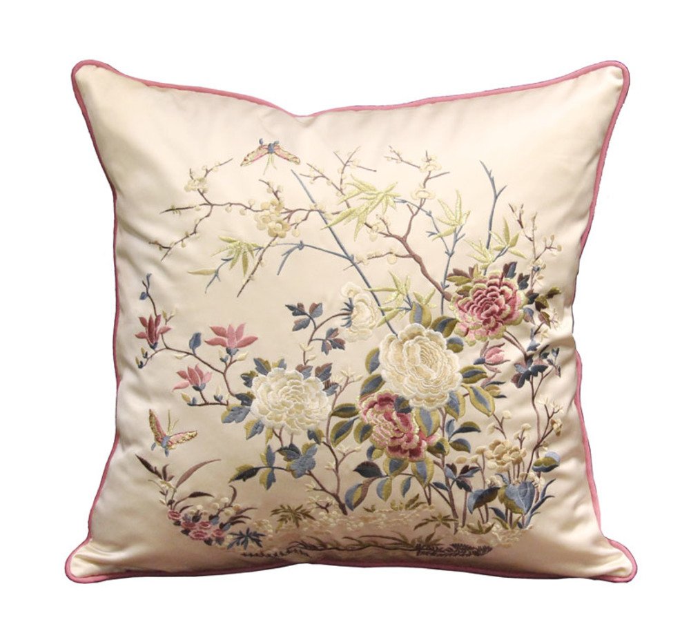 Coussins de chevet et taie d'oreiller broderie chinoise pour lit chic