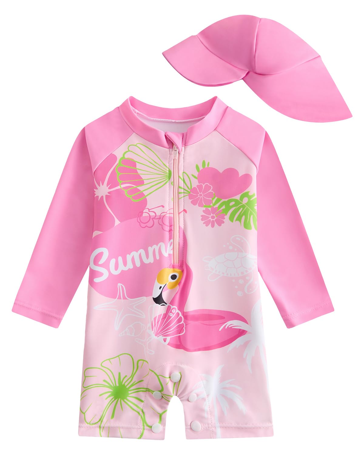 WYTbaby Traje de baño Baby Uv Ropa protectora con botones de una pieza de manga larga UV Traje de baño para niños pequeños 3 meses - 3 años