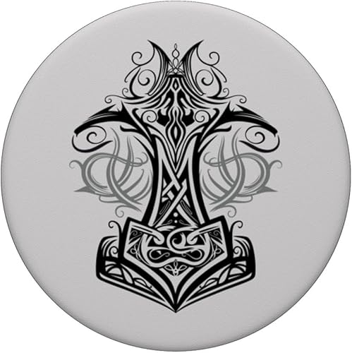 Miniatura 3 de Thor Hammer Mjolnir Símbolo vikingo del dios del trueno PopSockets PopGrip intercambiable