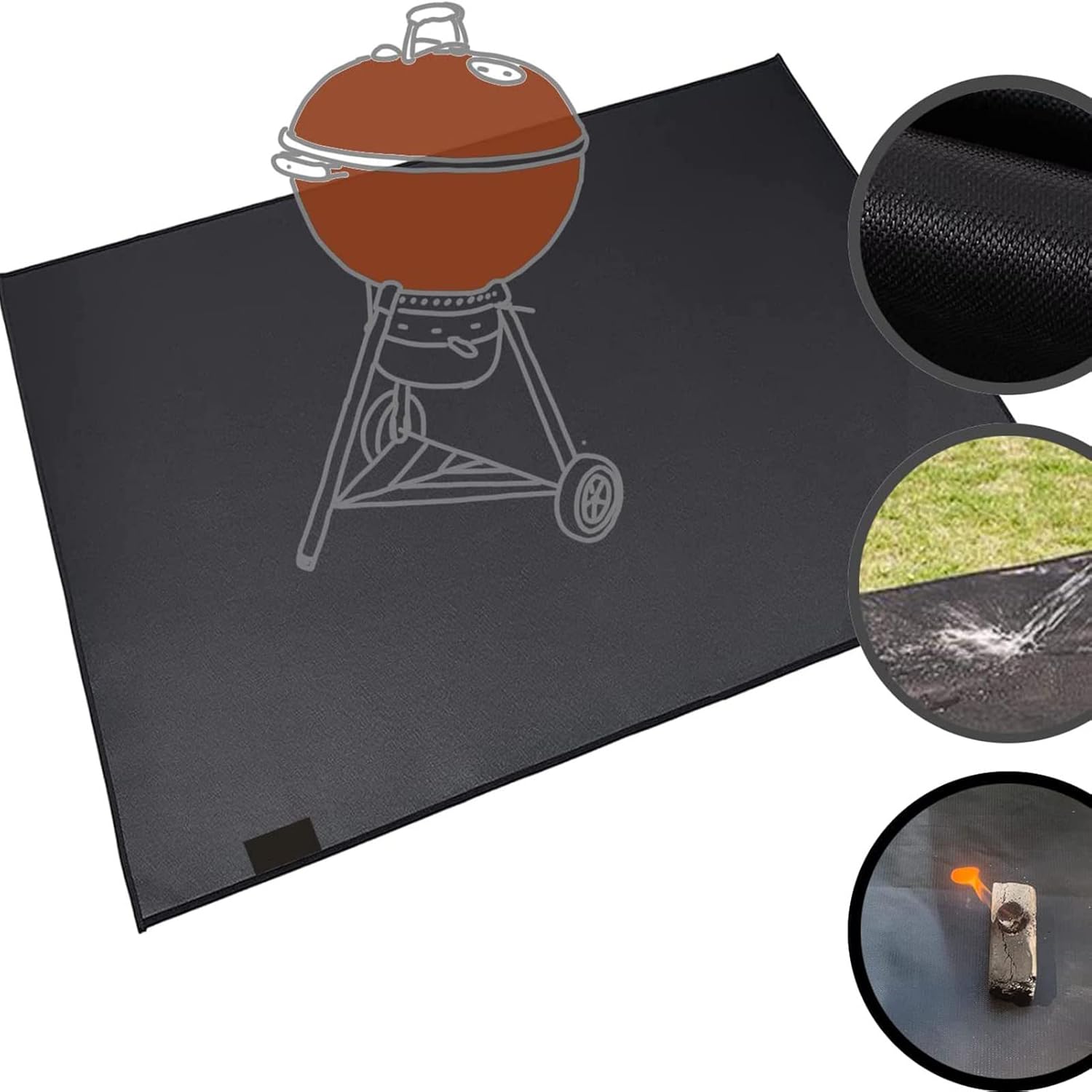 BBQ Mats for Grilling Under Grill,Reusable Outdoor Grill Floor Mat,Water Resistant & Oil Proof Deck Patio Protector Mat,Easy to Clean BBQ Floor Mats