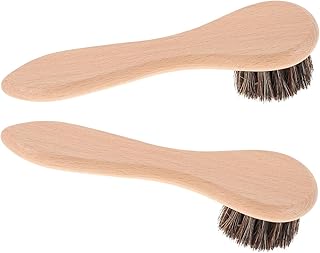 jojofuny 2 pièces Brosse Douce à Poils Naturels avec Manche Bois pour Toiletage Hamsters Cochons Lapins