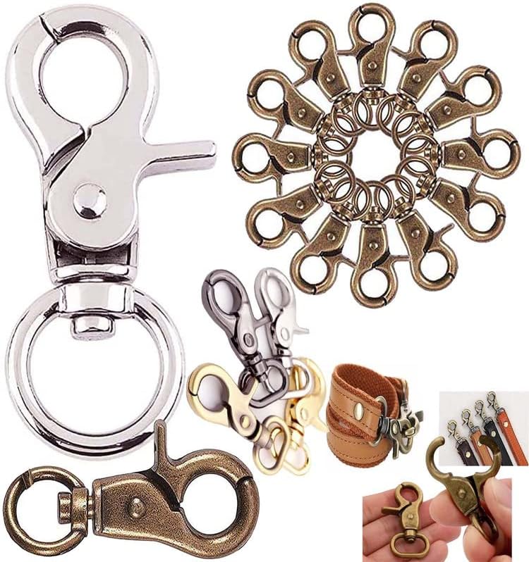 DIY Crafts 10 Pcs Swivel Clasps, Silvery, Lobster Claw Clasps Swivel Lanyards Trigger Snap Hooks Strap, D Rings Slide Buckle for Keychain, Bags and Je(10 Pcs Swivel Clasps, Silvery)