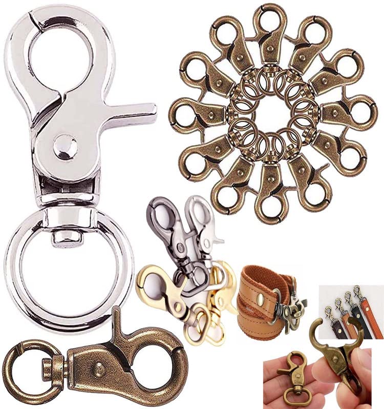 Image of DIY Crafts 15 Pcs Swivel Clasps, Silver, Lobster Claw Clasps Swivel Lanyards Trigger Snap Hooks Strap, D Rings Slide Buckle for Keychain, Bags and Jew(15 Pcs Swivel Clasps, Silver)