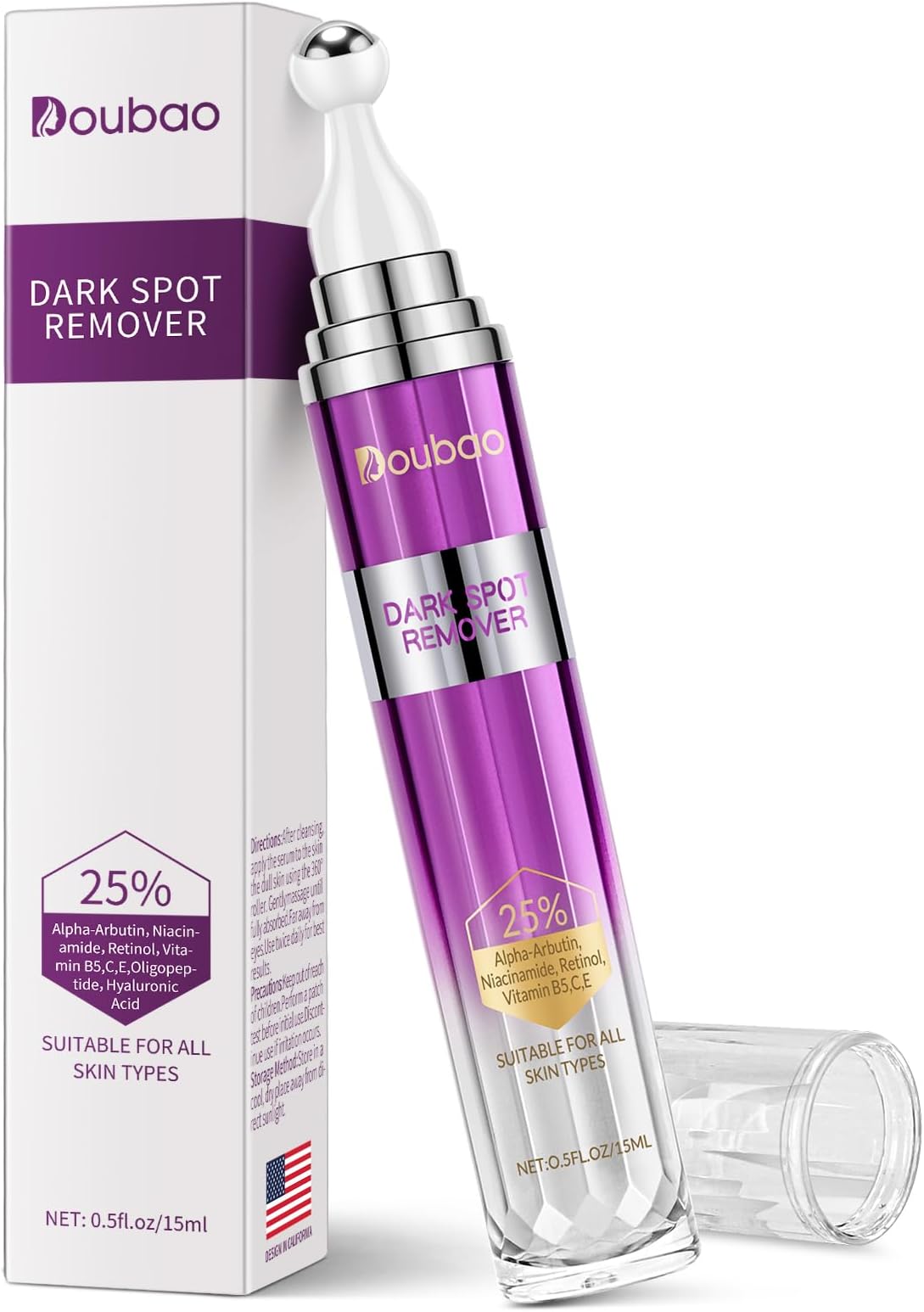 Dark Spot Remover for Face and Body, Dark Spot Corrector for Melasma, Sun Spots, Age Spots and Acne Scars, Correcting Glow Serum with Retinol and Licorice Extract, 0.5 fl oz