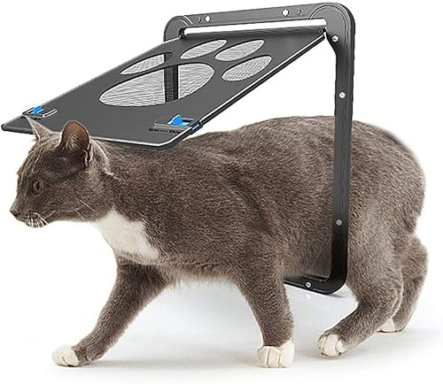 LESTP - Puerta mosquitera para perros y gatos con solapa magnética para puertas correderas (pequeña), cerradura automáticabloqueable