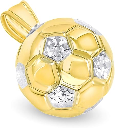 Miniatura 2 de Jewelry America Colgante de fútbol de oro amarillo de 14 quilates con bola 3D con alto pulido, Oro amarillo