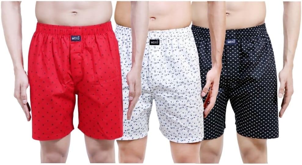 BOXERMen's Sports Cotton Multicolor Shorts Pack of 3