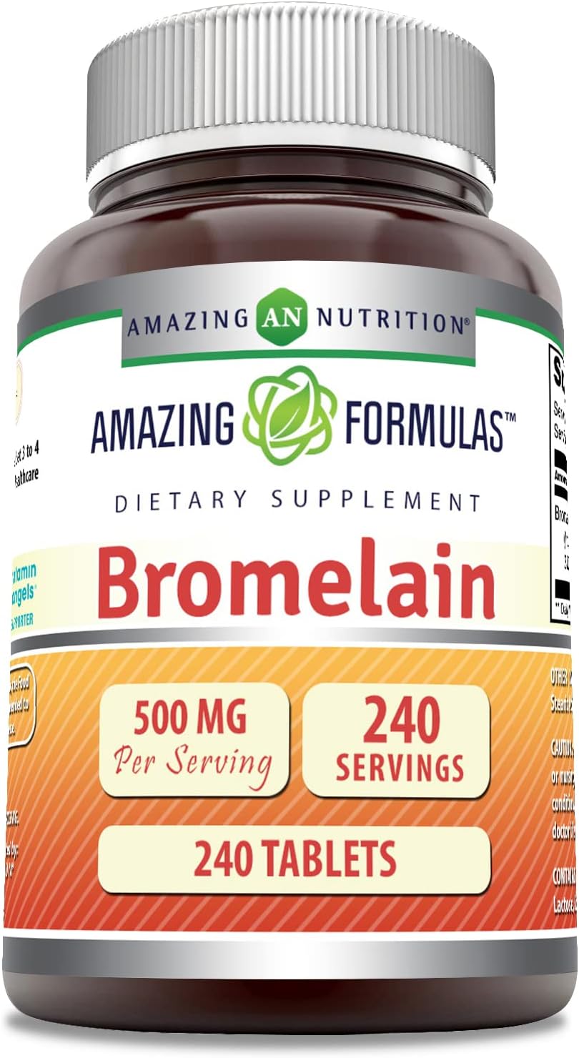 Amazing Formulas Bromelain 500 Mg | Tablets Supplement | Non-GMO | Gluten-Free | Made in USA (Pack of 3 | 120 Count)