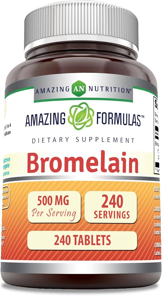 Amazing Formulas Bromelain 500 Mg | Tablets Supplement | Non-GMO | Gluten-Free | Made in USA (Pack of 1 | 240 Count)