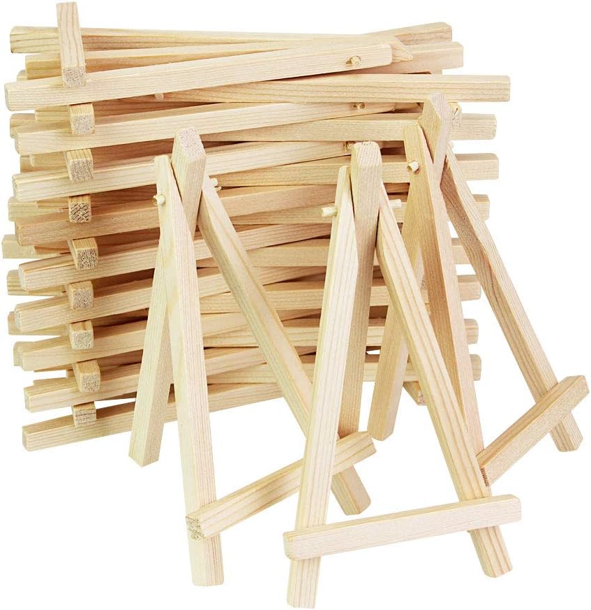 KBNIAN20PCS Wooden Mini Easel,Mini Easel Stands Wooden Tabletop Display Easel Mini Wooden Artist Easel Tabletop Holder Stand for Small Canvases, Kids Crafts, Business Cards, Signs, Photos, Gifts