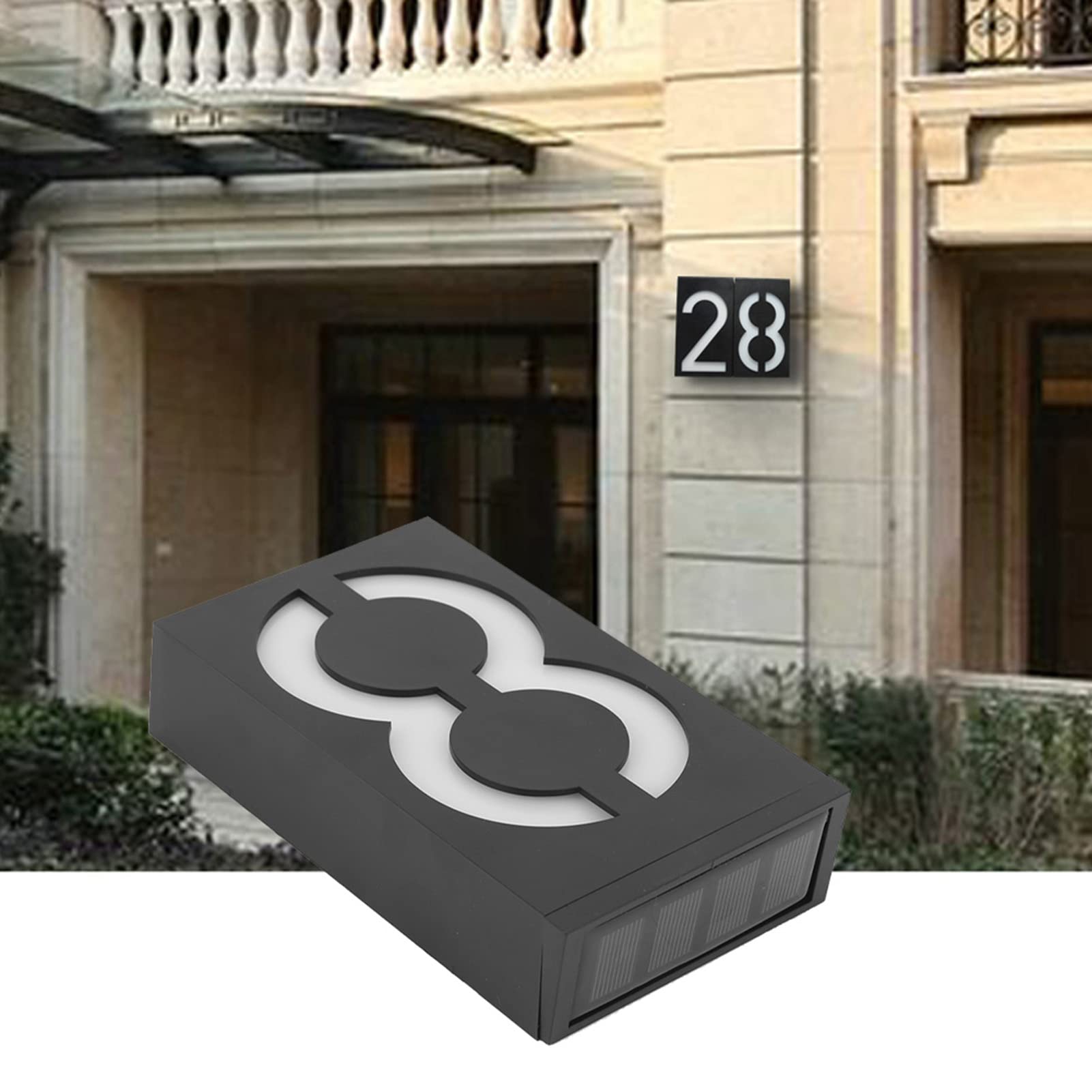 Outdoor Solar Hausnummer Beleuchtet Hausnummernschild LED Nummer Licht Großem Schriftdesign mit 6 LED Leuchten fur Haus Hotel Store (Nummer 8)