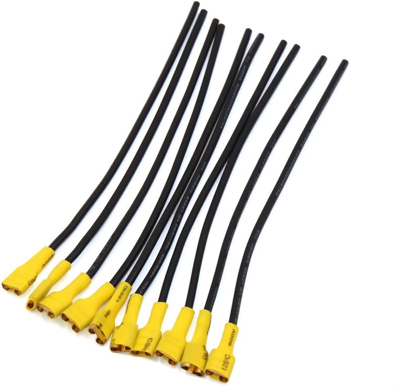 Uxcell 10Pcs 14cm Black Yellow Car Speaker Wiring Female Terminal Adapter Connector