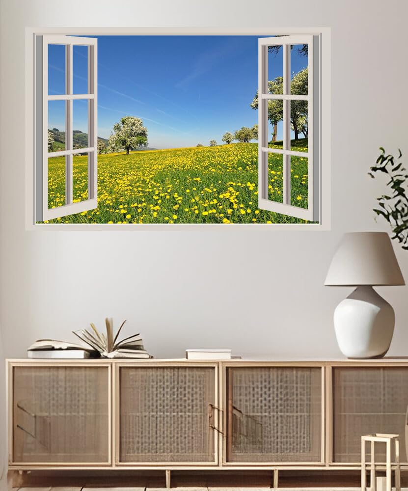 JVERF - JZZA35298 Nature Landscape Spring Heyday| Self-Adhesive Open Window Wall Sticker