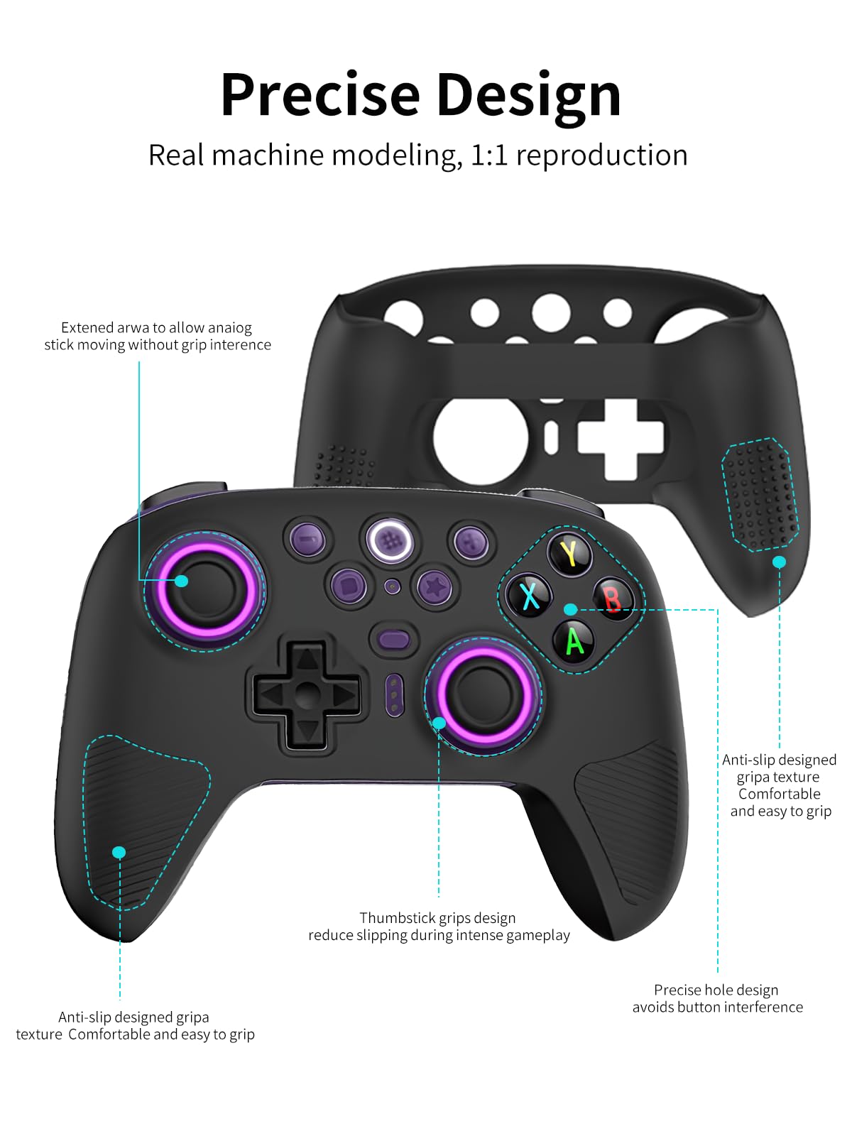 Silikonowe etui ochronne do kontrolera bezprzewodowego 8Bitdo Ultimate 2 z precyzyjnymi otworami i wysokiej jakości materiałami przyjaznymi dla środowiska, odporne na zarysowania, uderzenia, zmywalne
