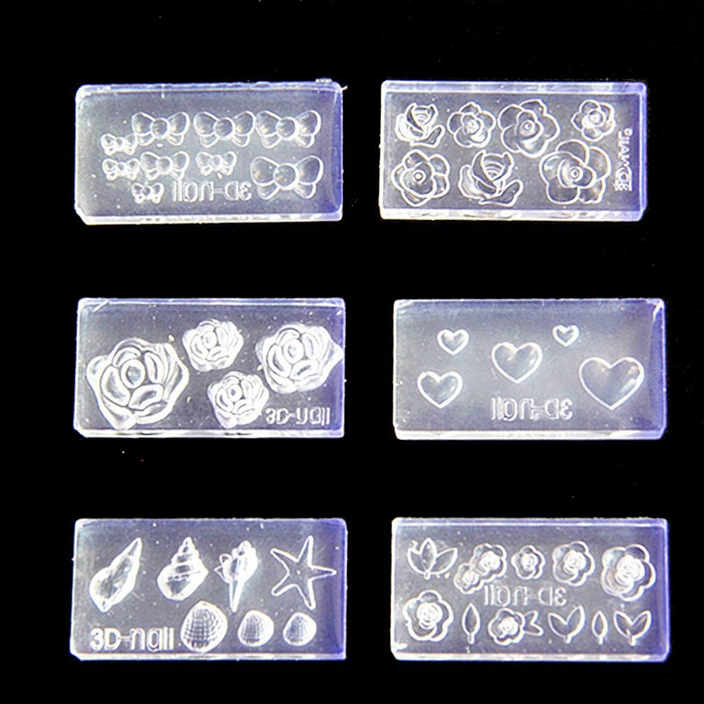 Silicone Moulds 6 Pieces 3D Stereo mini Carving Shape Nail Art Form Template Silicone Mould