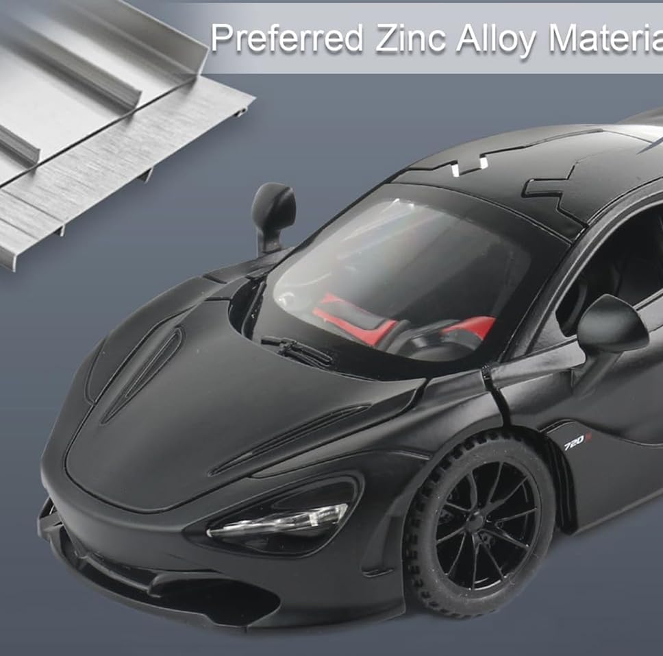 Miniatura 5 de Modelo de auto deportivo McLaren 720S de juguete fundido a presión, aleación de zinc, vehículos de tracción hacia atrás, mini superdeportivo a