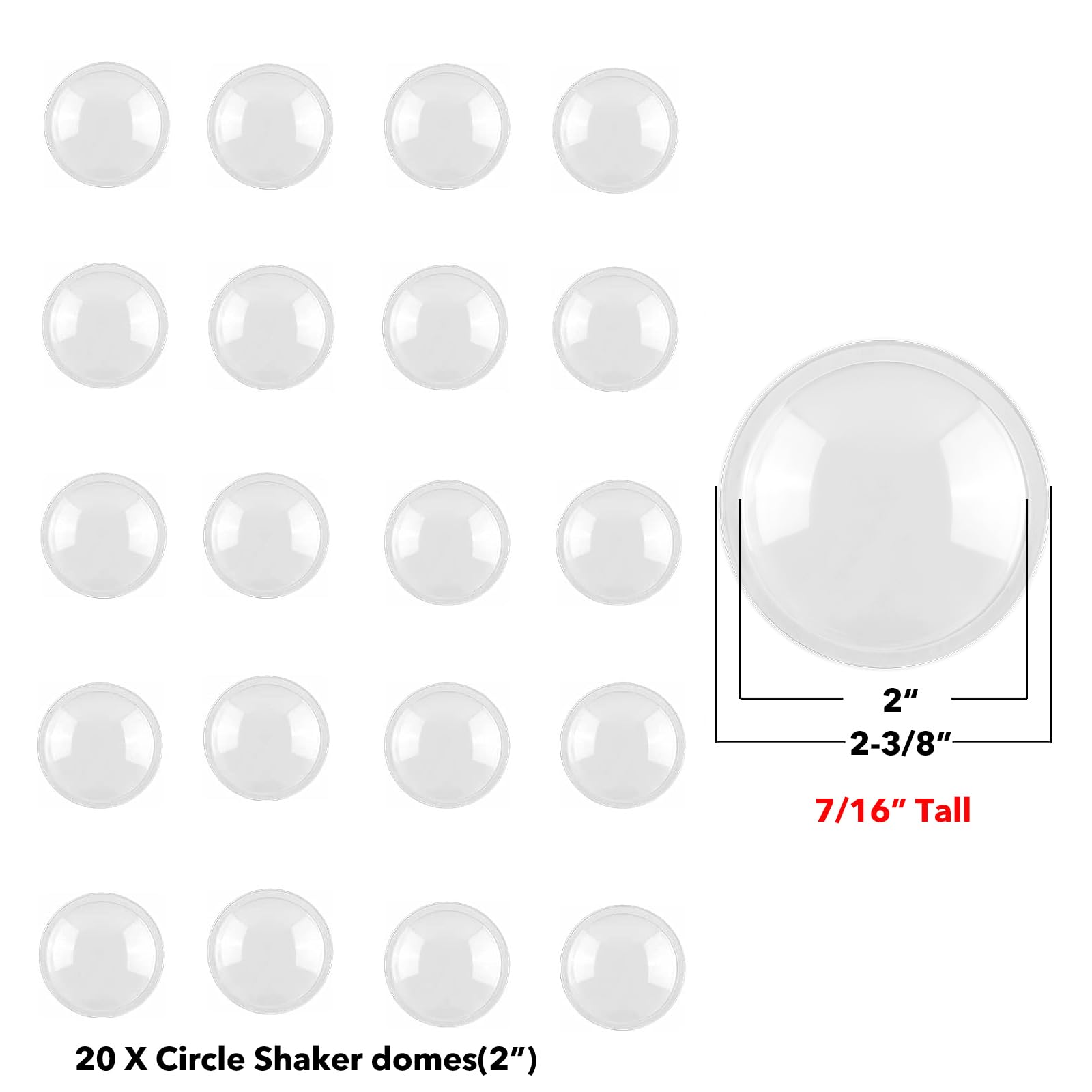Briartw 20 PCS 2" Diameter Round Shaker Covers for Shaker Cards Making Scrapbooking Low Profile Plastic Clear Shaker Pourch Covers Dimensional Shaker Domes Puffy Shaker Covers Window Blister - Image 2
