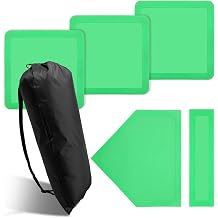 5 Pcs Green Rubber Base Set, Throw Down Baseball Bases with Home Plate and Pitching Rubber, Complete with Storage Bag for Backyard Practice, Suitable for Baseball Softball Kickball