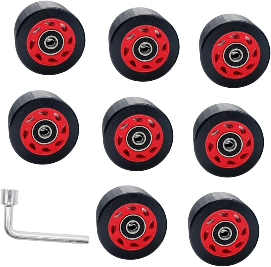 SUPVOX 1set Double Row Roller Skate Wheels Pu Wear-resistant Replacement Set for Use Wrench Easy to Install Reduces Friction for Optimal Performance