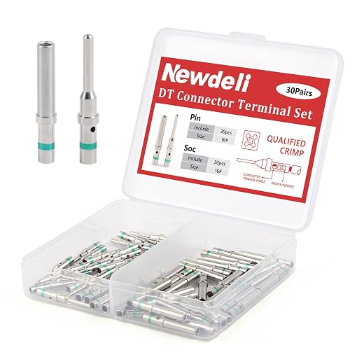 Newdeli 30 Pairs Deutsch DT Connectors Size 16 Solid Contacts, 0460-215-16141 Male Pins / 0462-209-16141 Female Sockets, 14-20 AWG Wire Gauge Solid Contacts Terminal Kit