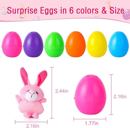Miniatura 4 de Paquete de 28 huevos de Pascua rellenos con mini animales de peluche para cestas de niños, caza de huevos de Pascua, recuerdo de fiesta de Pascua,