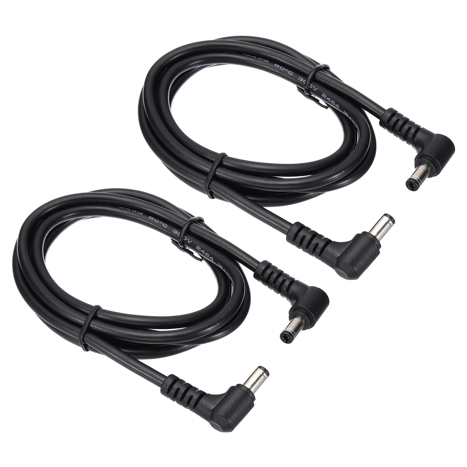 PATIKIL 5Ft 5.5 x 2.1mm Male to Male DC Power Cable, 2Pcs 18AWG Wire Adapter 90 Degree Right Angle Connector Cord for LED Strip DVR Router Surveillance Camera