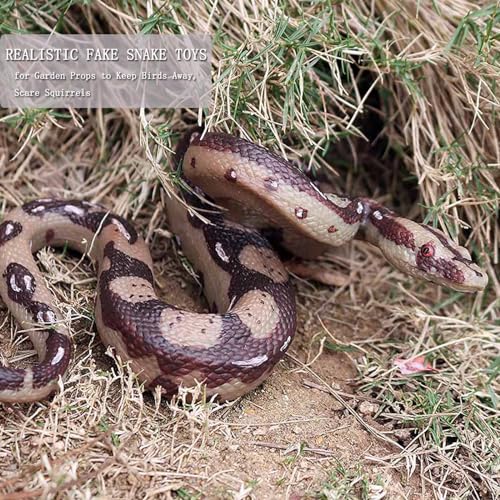 LZbeove 2 peças de cobras de borracha para manter os pássaros longe, adereços de brincadeira para am
