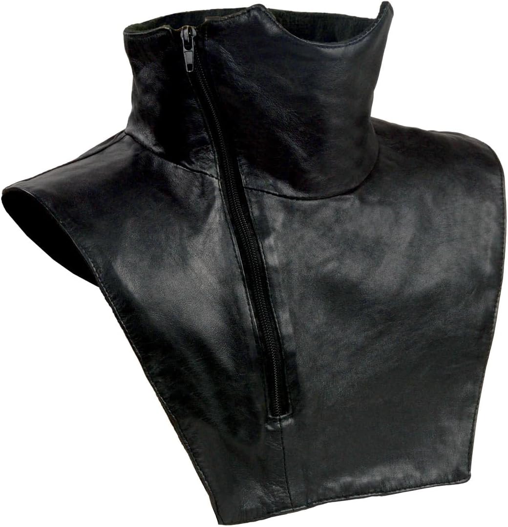Milwaukee Leather Unisex Black Premium Leather Neck Warmer with Fleece Liners for Cold Weather