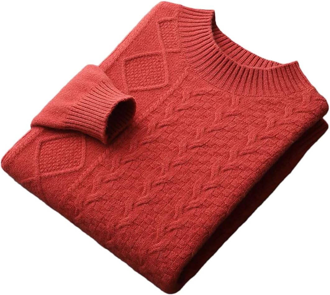 Men's Autumn Winter Cashmere Sweater Semi-High Neck Thick Pullover Loose Wool Knit Bottoming Shirt