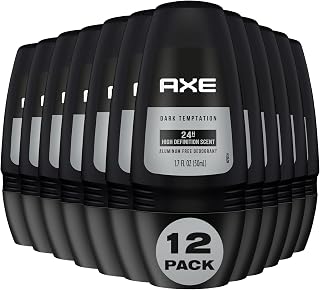 AXE Aluminum-Free Deodorant Roll-On, Dark Temptation 12-Pack – 24H Odor Protection, 1.7 Fl Oz Ea