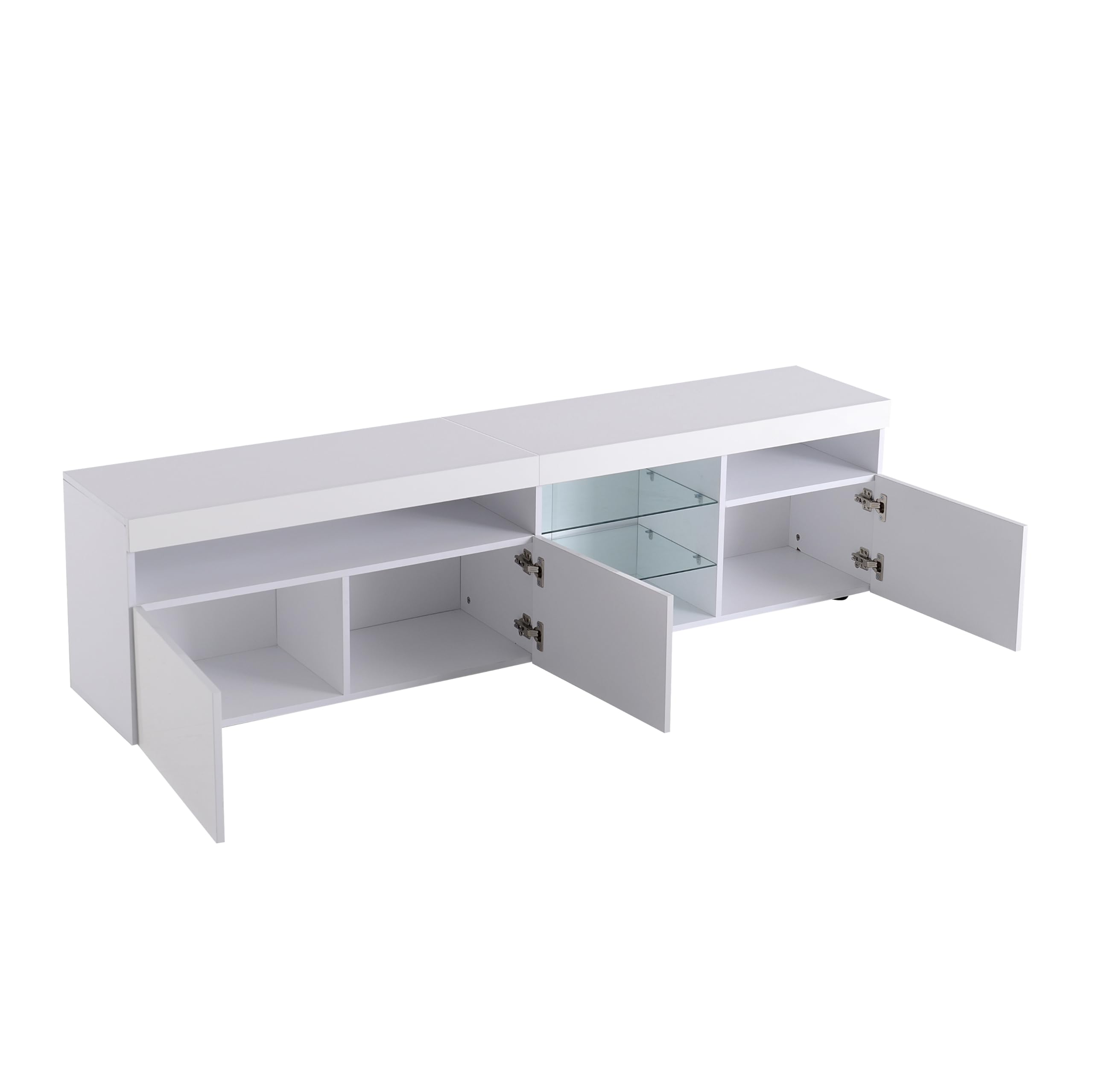 Moimhear Mobile TV moderno, pannello luminoso, illuminazione a LED variabile, soggiorno e sala da pranzo, 180 cm (bianco)