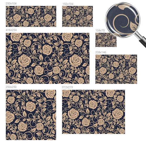 Adhesivos de pared de flores románticas 104x70 cm con estampados lavables 6