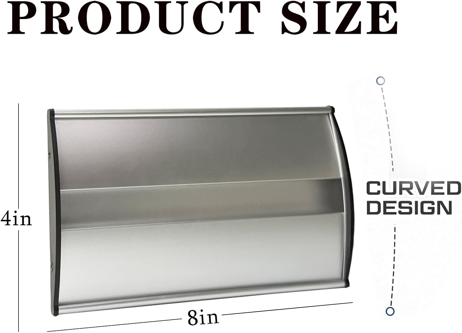 Set of 5 Curved Name Plate Holder 8" x 4" Wall Mount Office Business Door Sign Holder Aluminum Sturdy Office Sign Frame with Adhesive Tape Film for Business Cubicle Custom Display - Silver - Image 3