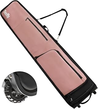 Wheeled Ski Bag for Air Travel, Padded Waterproof Ski Gear Bag Fits 2 Pairs Skis, Adjustable Length 156-200cm, Foldable