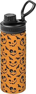 SOUWEWU 18oz Halloween Pattern Sports Water Kettle with Handle, Double Wall Vacuum Insulated Hot and Cold Scary Bat Tumbler, Halloween Print Water Bottle for Gym Outdoor