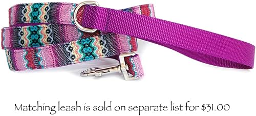 Miniatura 3 de Collar de perro de rayas brillantes del suroeste. Hecho a mano en Estados Unidos elección de color de rubí, esmeralda o amatista. Elegante collar