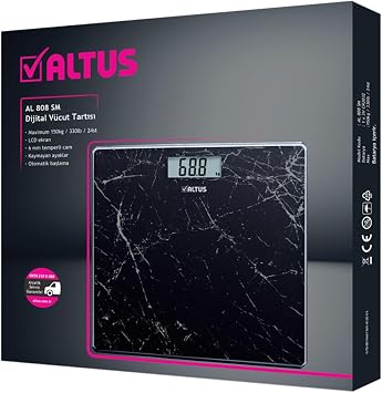 Altus Al 808 Sm Mermer Desenli Dijital Baskül Ve Vücut Tartısı, Standart