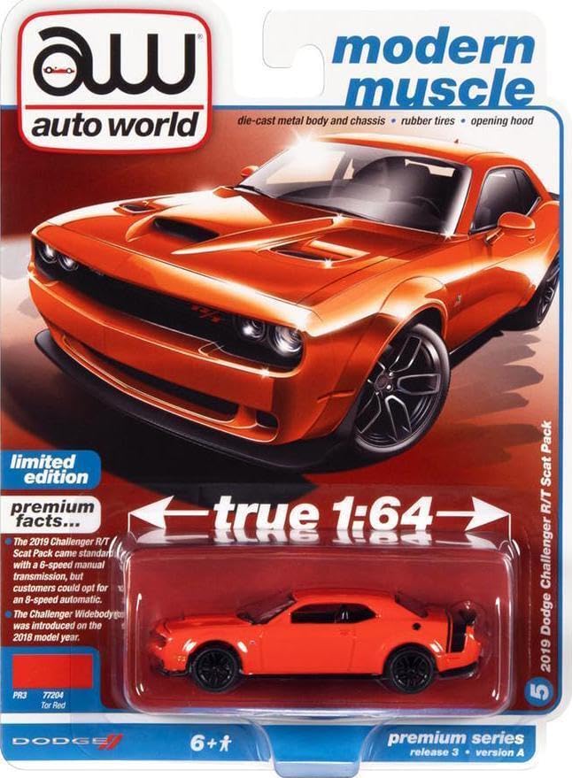 Voiture miniature Dodge Challenger R/T Scat Pack 2019 Autoworld pour bureau